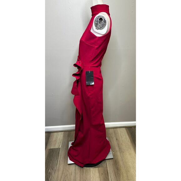 NWT CHIARA BONI LA PETITE ROBE Gudrum Halter Ruffle Gown Size 44(US8) $995 - Picture 6 of 11